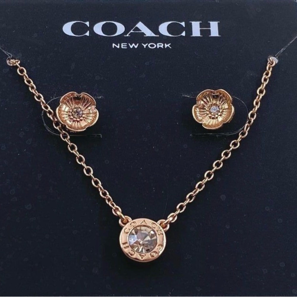 Coach Gold Floral Jewelry Set